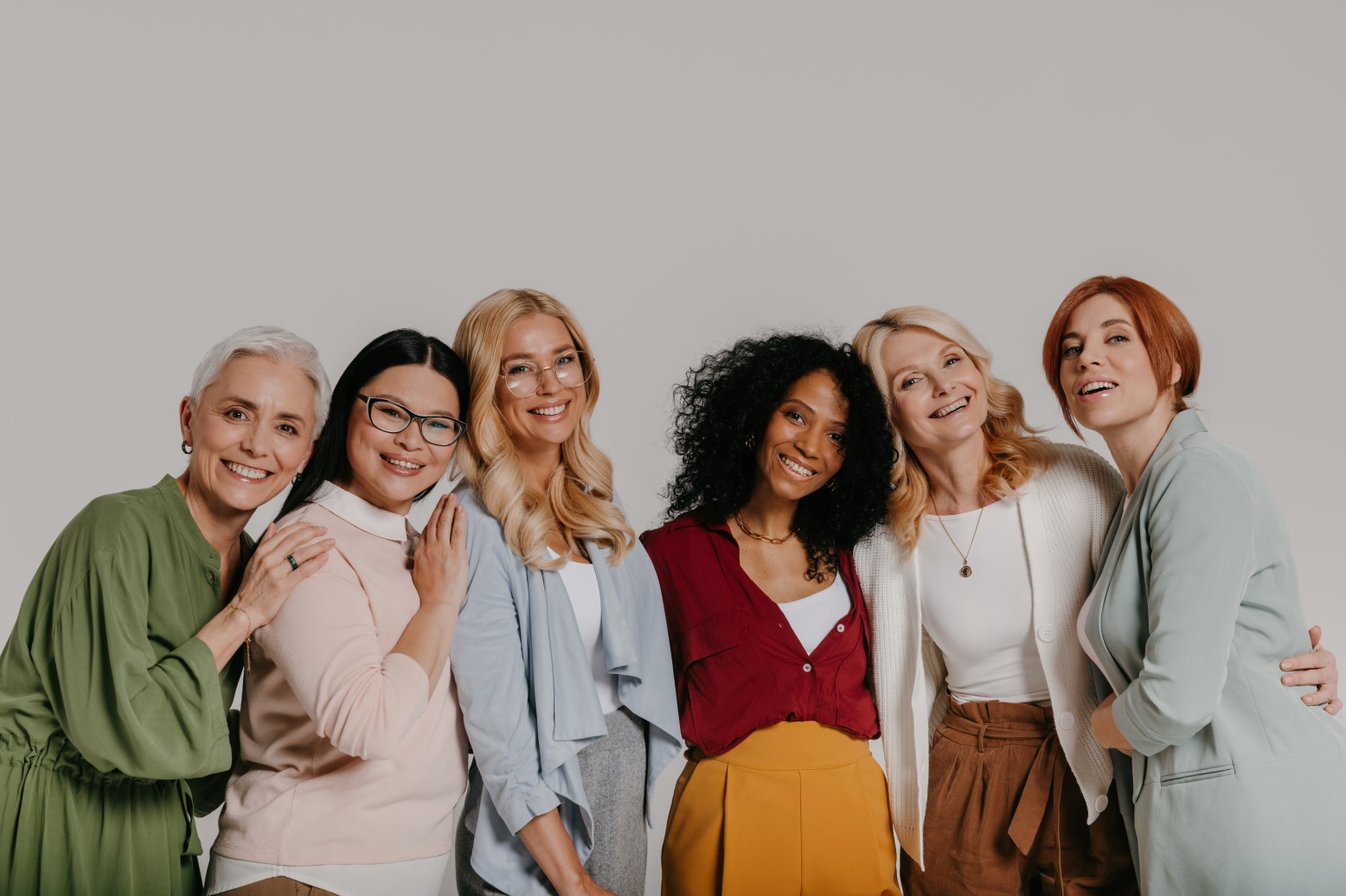 Multi-ethnic group of elegant mature women